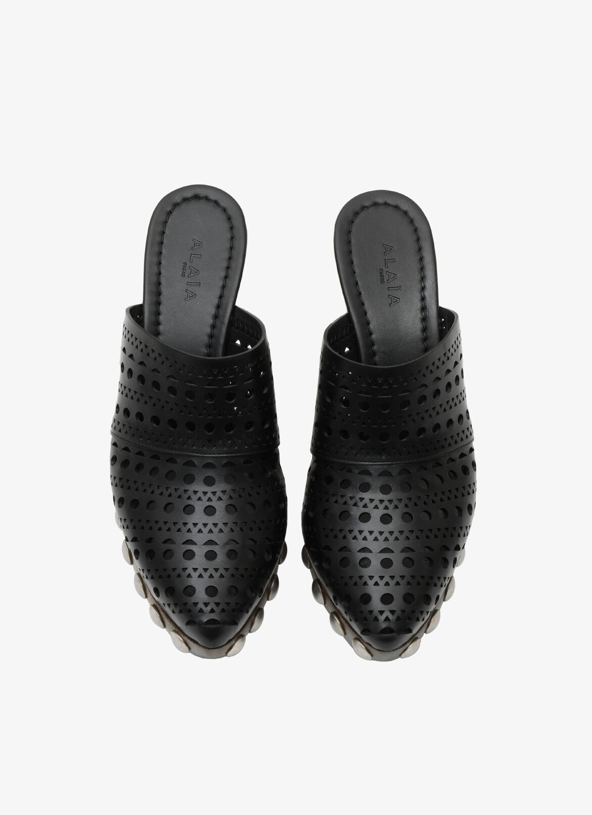 LE SABOT CLOGS IN CALFSKIN & WOOD ALAÏA BLACK LE SABOT CLOGS IN CALFSKIN & WOOD